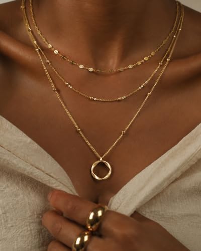 Gold Plated Layered Circle Necklace