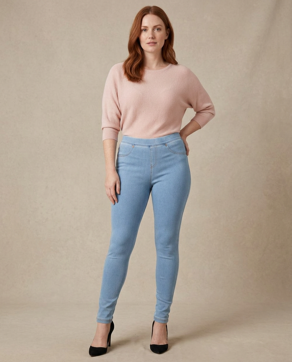 Lildy Stretch Cotton-Blend Denim Jeggings worn by a model