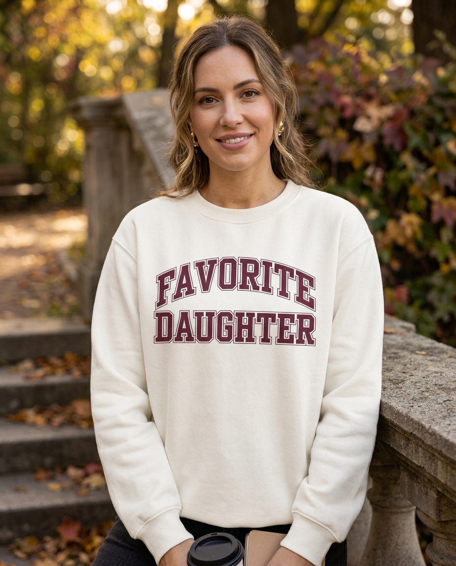 Favorite Daughter Collegiate Cotton-Blend Sweatshirt worn by a model