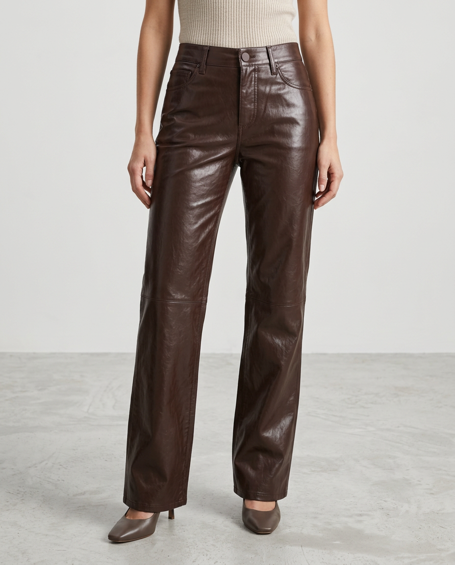 L'AGENCE Ruth Coated High-Waist Raw-Hem Jeans worn by a model