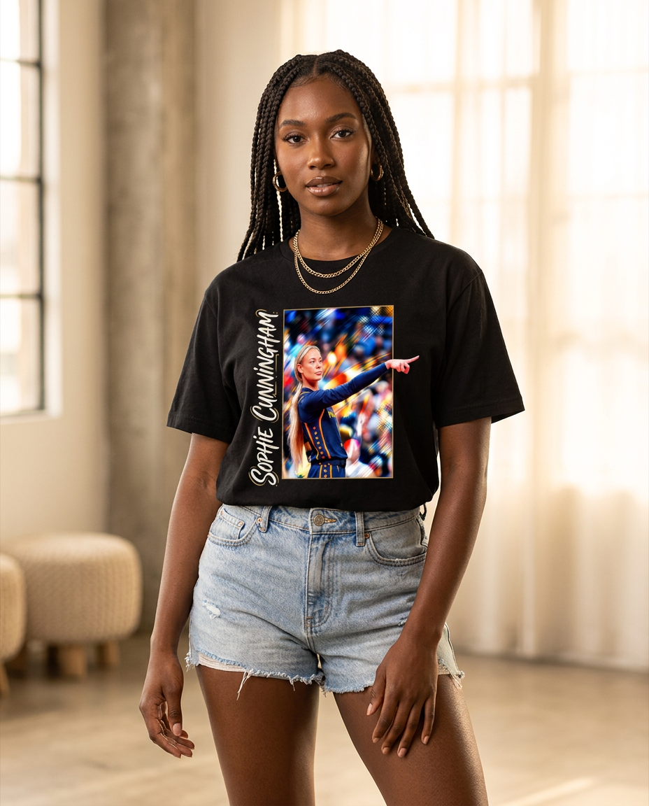 Sophie Cunningham Finger Point Meme Tee worn by a model