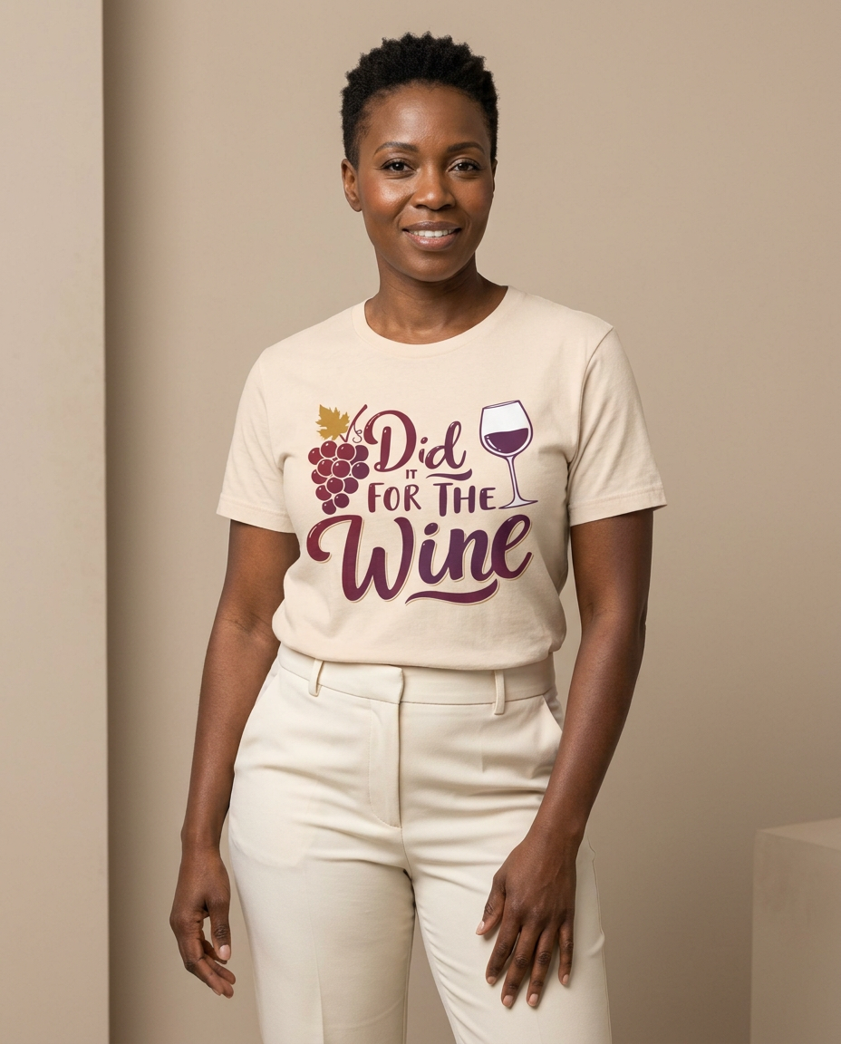 Did It for the Wine Tee worn by a model