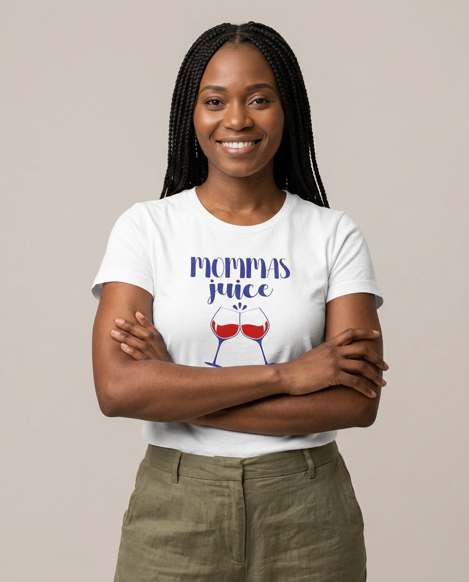 Mammaβs Juice Graphic Tee worn by a model